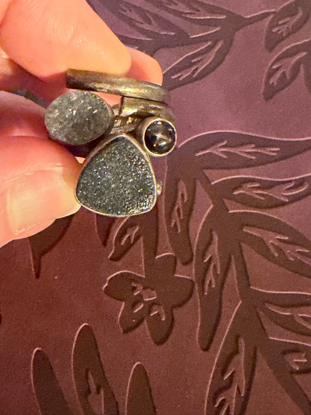 Sparkling Black Druzy Cluster Statement Ring - Women's Jewelry